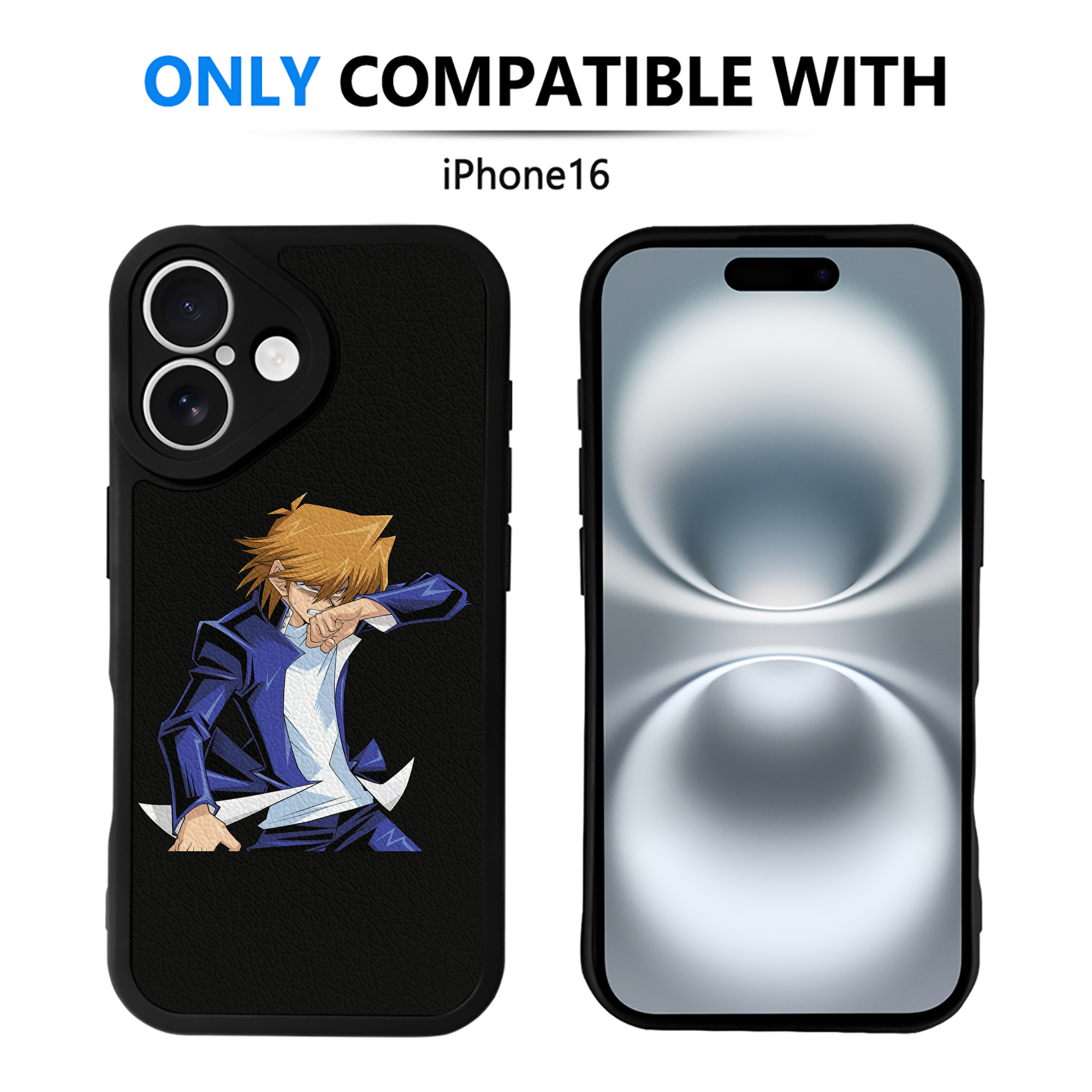 （画像用） 遊☆戯☆王 Yu-Gi-Oh! 【iPhone 16シリーズ対応】シリコンスマホケース（レザー調） 材質：シリコン
